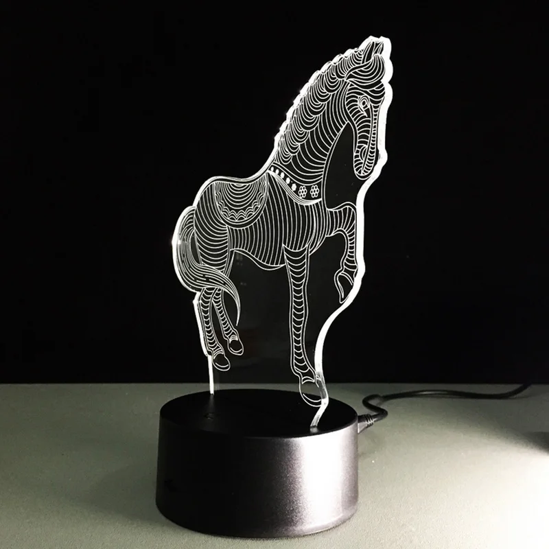 

3D Lamp Horse LED Illusion Animal Desk Table Night Light,7 Color Touch Lamp,3D LED Creative Visual Light