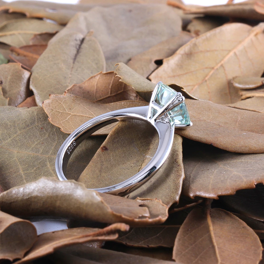 Кольцо DovEggs из стерлингового серебра 925 пробы светло синее 2ct (7х8 мм)|cushion cut