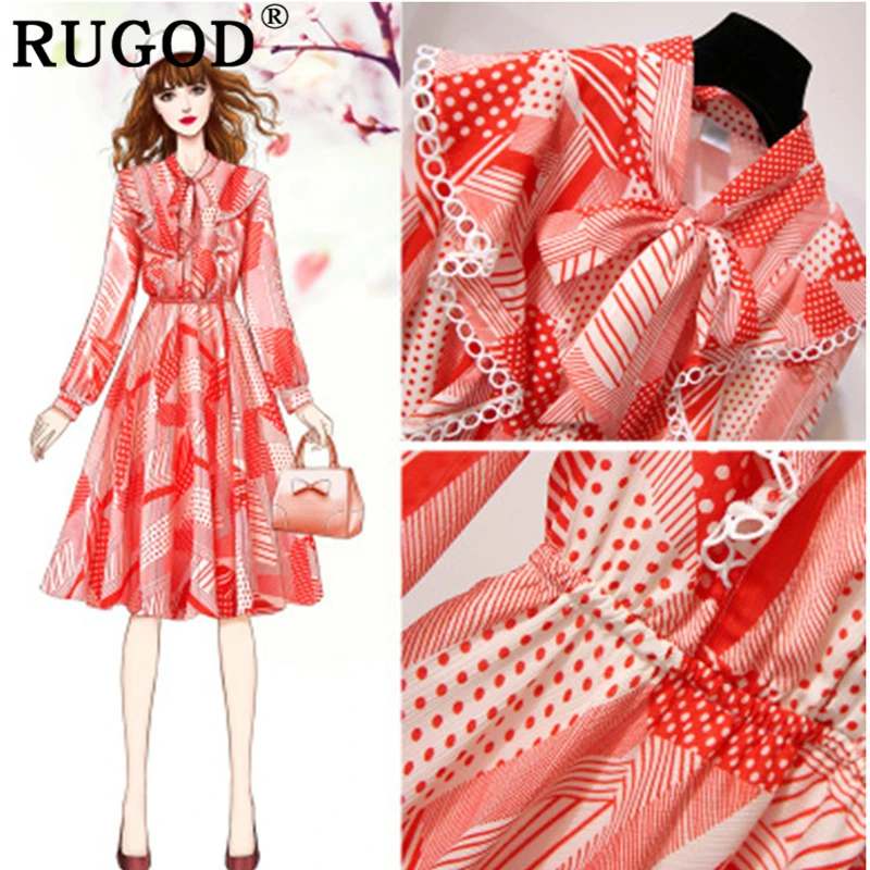 Женское шифоновое платье RUGOD плиссированное с высокой талией и цветочным принтом