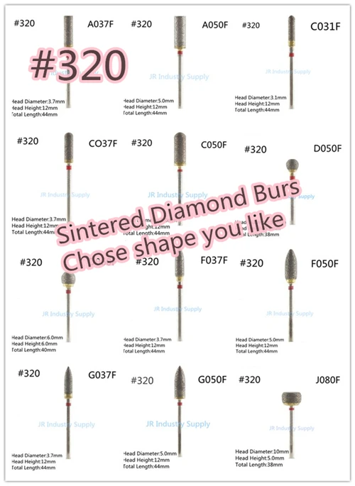 #320 Sintered diamond burs 2.35mm shank 10pcs=1lot Please remark the number when you order
