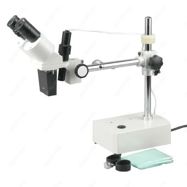 

Binocular Stereo Microscope--AmScope Supplies 10X-20X Binocular Boom Arm Stereo Microscope + Light