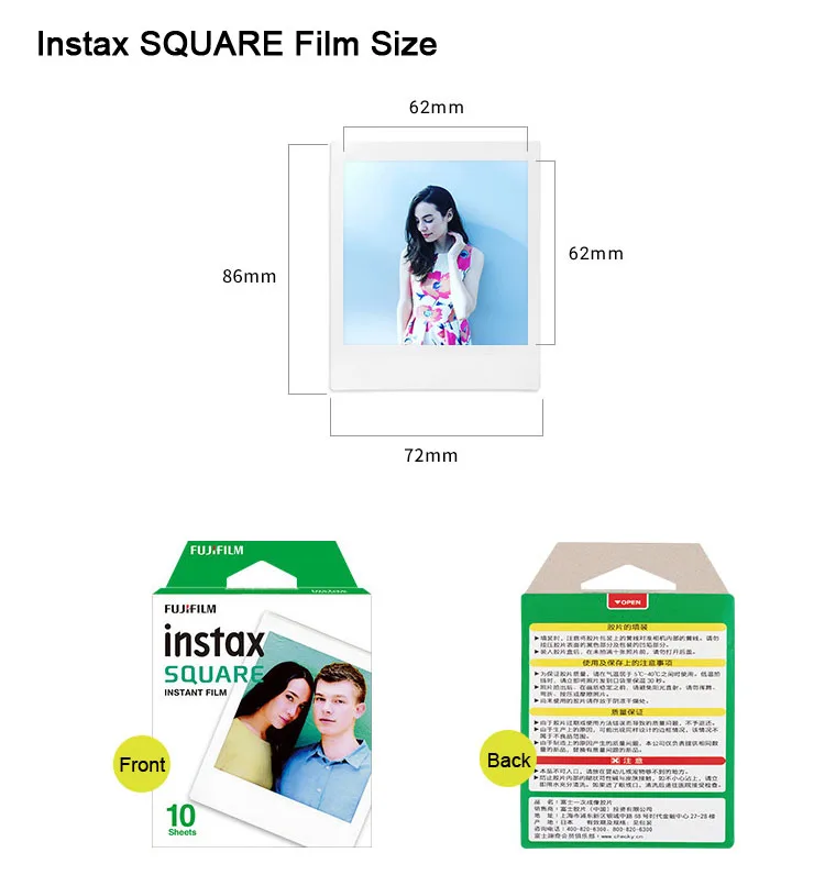 10 листов Fujifilm Instax квадратная пленка белая краевая фотобумага для SQ10 гибридная