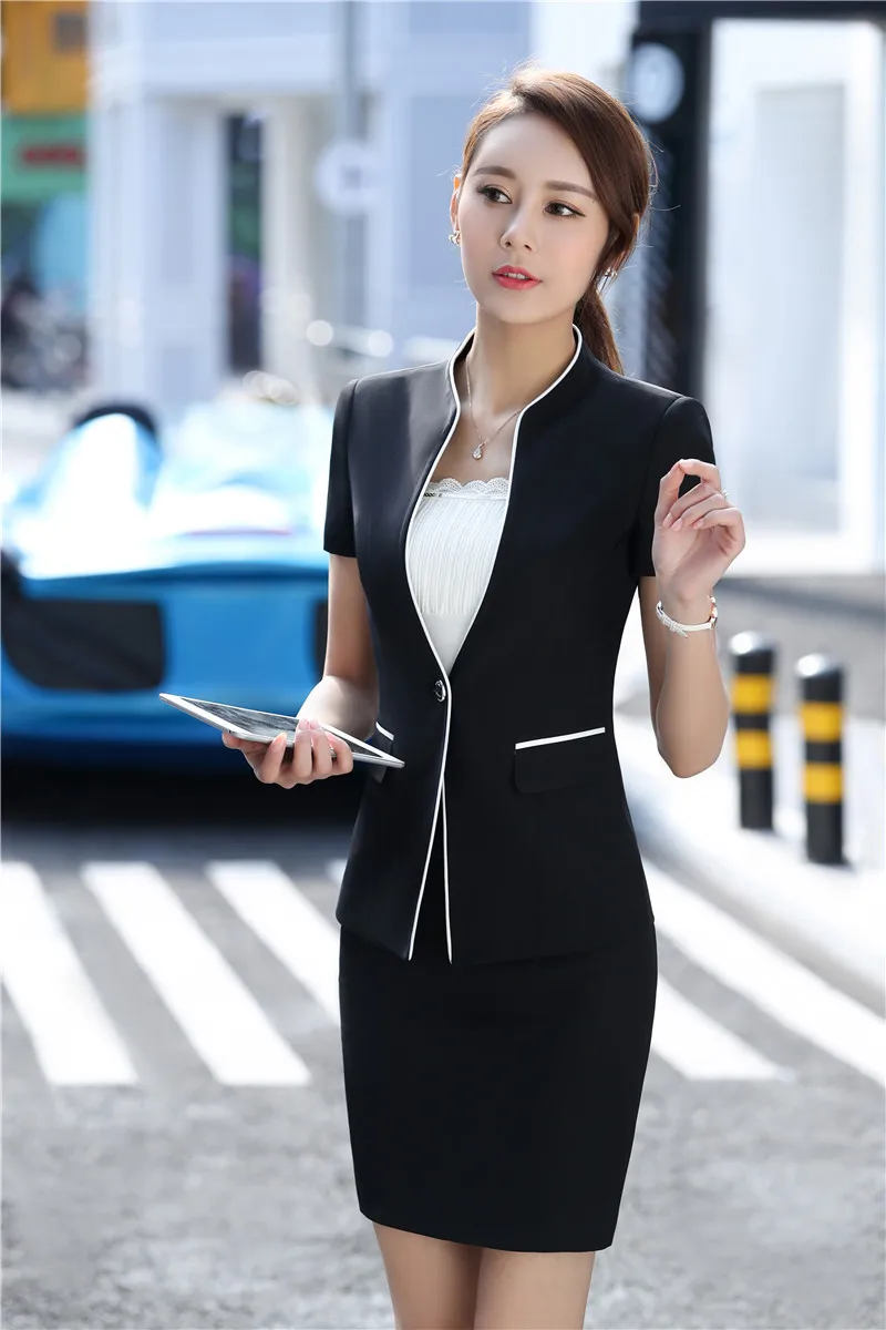 Костюм блейзер с юбкой и коротким рукавом для салона красоты|fashion skirt and suit|summer