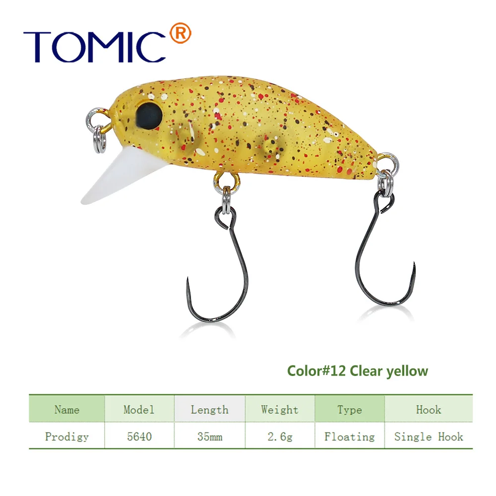 Clear yellow Tomic сверхлегкие рыболовные приманки 35 мм матовые цвета жесткая приманка, воблер с одним крюком приманка для форели - Цвет: Clear yellow