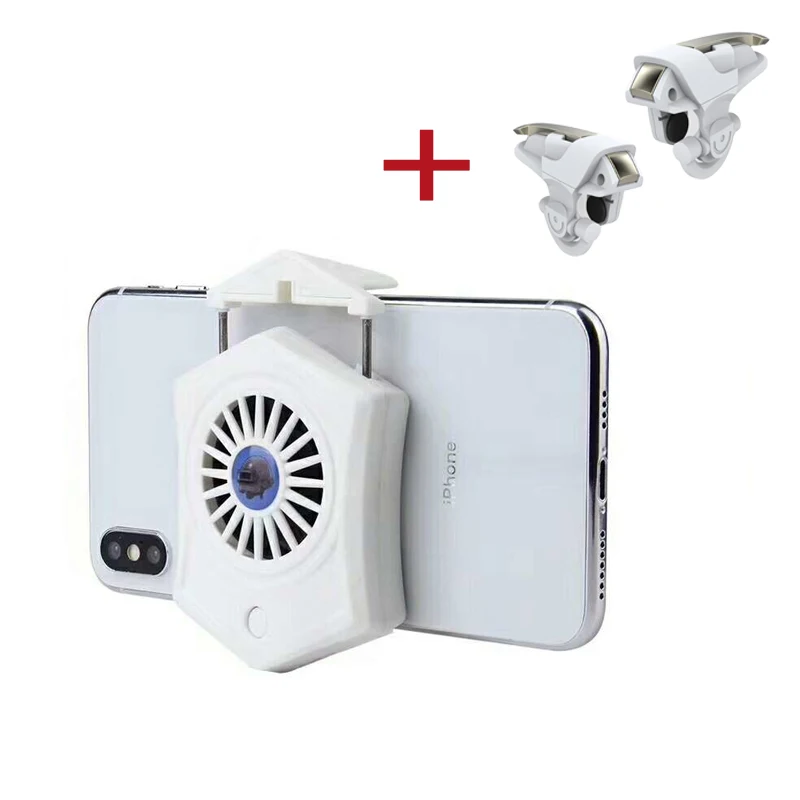 white with joysticks Мобильный телефон кулер вентилятор держатель охлаждающая подставка геймпад триггер джойстики шутер Mute контроллер радиатора для Iphone Android телефон - Цвет: white with joysticks