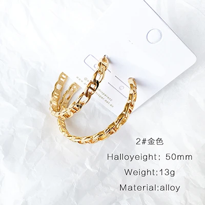 two gold WHOMEWHO серьги летние золотые кованые металлические круглые минималистичные серьги-кольца на цепочке корейские модные женские вечерние ювелирные изделия - Окраска металла: two gold