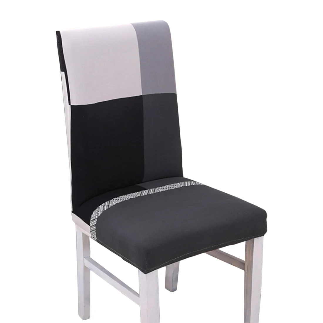 black with white 1 шт. спандекс съемный стул Обложка лаконичный стрейч эластичный столовый набор Крышка для банкета Свадебный ресторан отель анти-грязный - Цвет: black with white