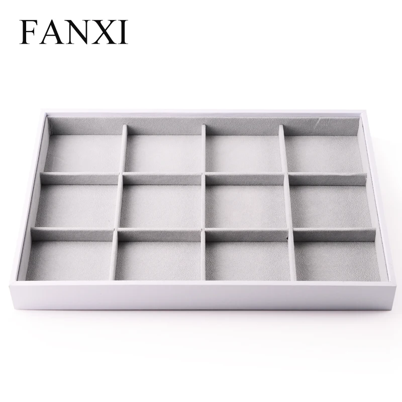 Поднос для ювелирных изделий FANXI из белой искусственной кожи с бархатным