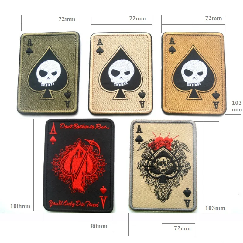 Вышитая эмблема карточка в изображением черепа покера Ace of Spades нашивки вышивка с военной тематикой нашивка с группой крови патч для верхней одежды крышка сумка