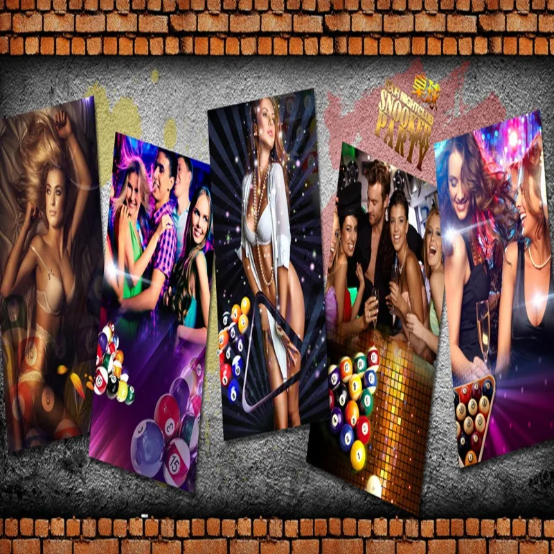 Фотообои 3D стерео бильярд снукер комната сексуальная красота фон Настенная