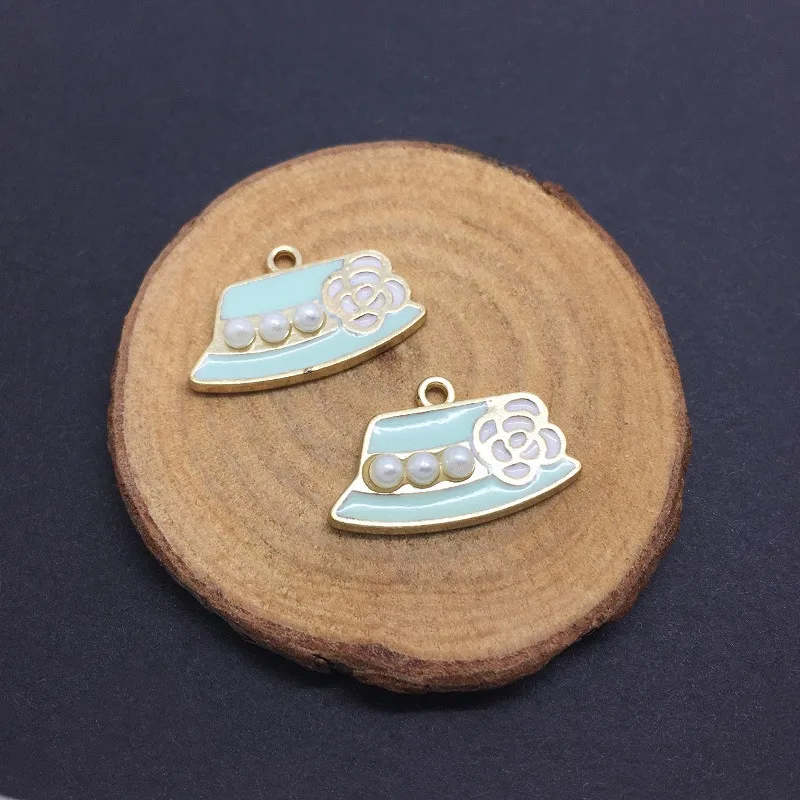 5pcs/lot Enamel Flower Hat Shape Charms Alloy Metal Imitation Pearl Pendants for Jewelry Makings DIY Necklace Bracelet | Украшения и
