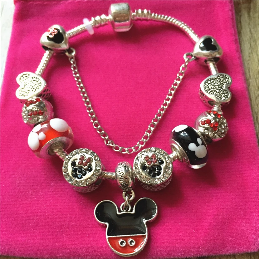 Подвески в виде мультяшной мыши и минны бусины из Мурано подходят для