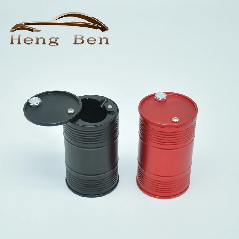 Car Aluminum alloy oil drum ashtray cigarette case box 98mm*60mm
