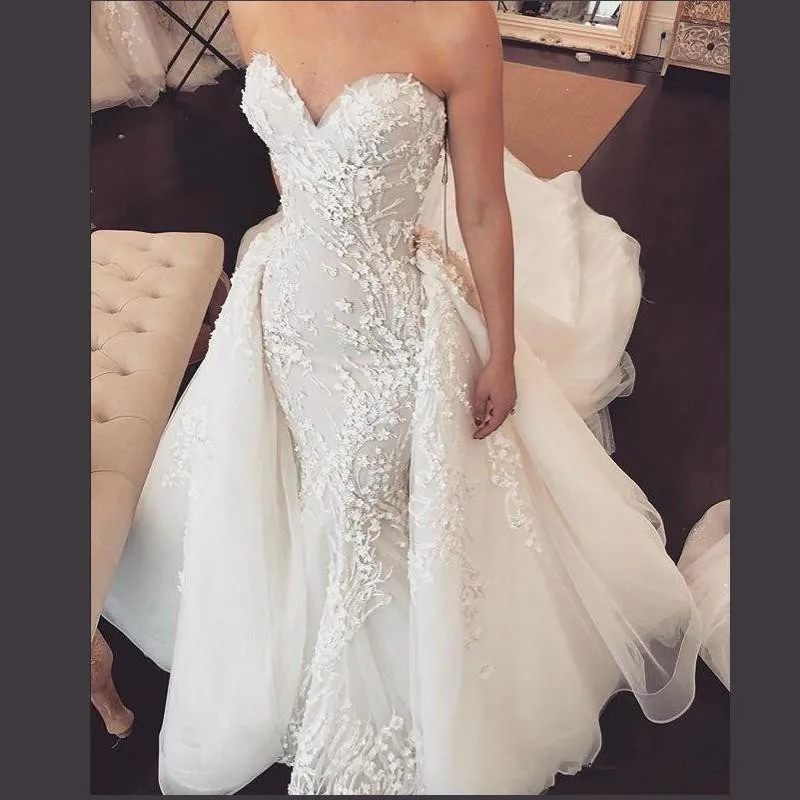Свадебные платья Русалочки Милая 3D с кружевными аппликациями Overskirts свадебное