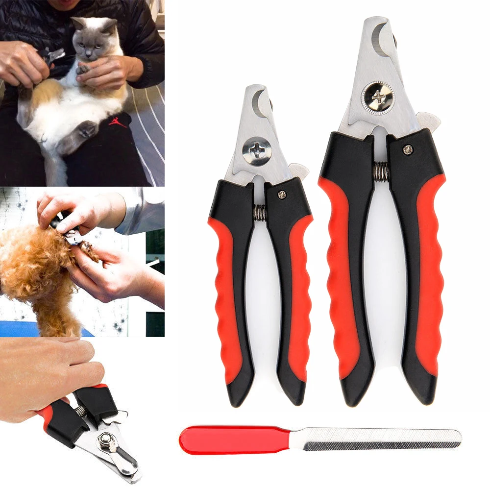 Professional Pet Dog Nail Clipper Cutter Stainless Steel Grooming Trimmer Scissors Clippers for Animals Cats with Lock 2 Sizes
