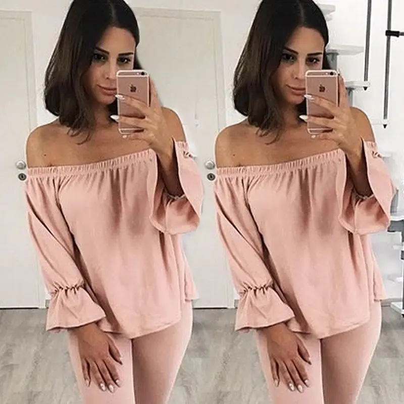 Хлопковая блузка с длинным рукавом топы открытыми плечами рубашки модная