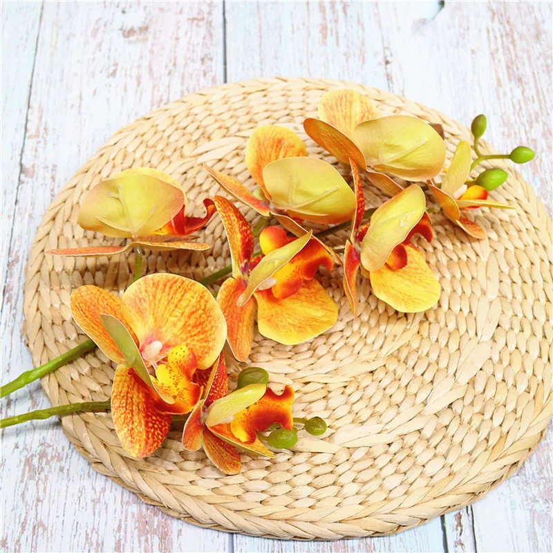 

67cm 5pcs Artificial Orchid Plastic Phalaenopsis Orchid Flowers Branches Real Touch 8 Heads Orchid Fake Flowers Wedding Decor
