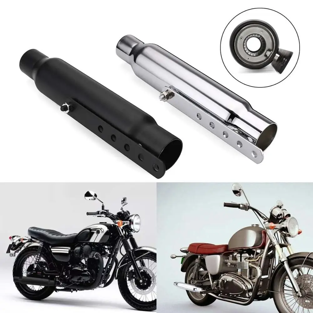 

Мотоцикл Cafe Racer выхлопная труба глушитель для Harley для ATV с скользящая Скоба 35-43 мм матовый черный серебристый универсальный глушитель
