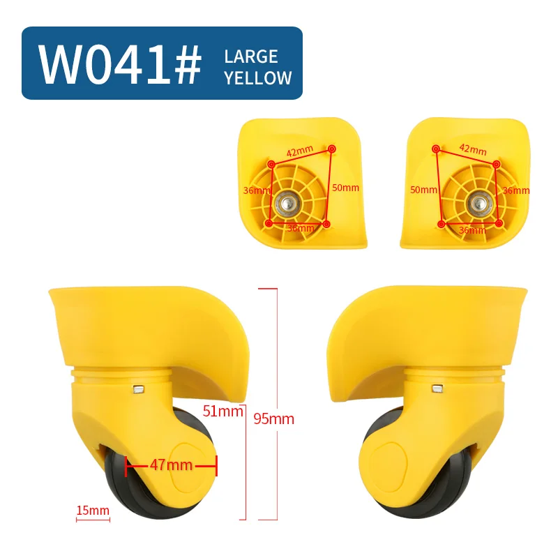 W041 Large Yellow Замена багажных колес Ремонт 14-30 дюймов аксессуары для багажа ролики Спиннер колеса Замена колес для чемоданов ролики - Цвет: W041 Large Yellow
