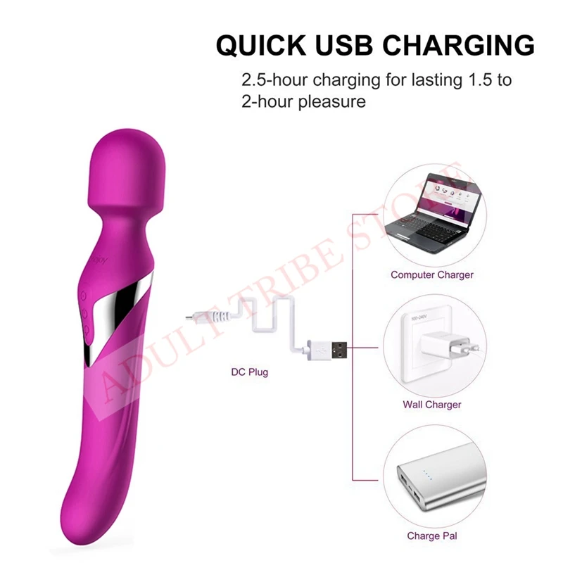 Aphojoy Dual Penetrations Magic Wand USB Rechargeable Silicone Waterproof 360 Degree Rotation Beads Sex Vibrator for Women | Красота и