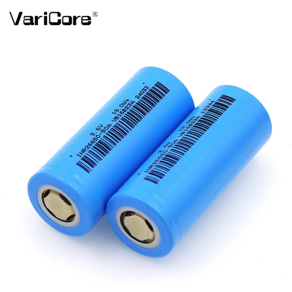 

6 PCS. VariCore 26650 rechargeable battery, 26650 lithium battery, 3.7 V 5000mA 26650-50A blue.