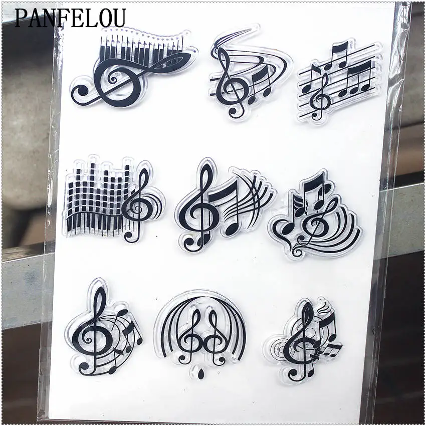 Серия музыкальных нот PANFELOU 11 3*15 56 см прозрачные силиконовые резиновые штампы
