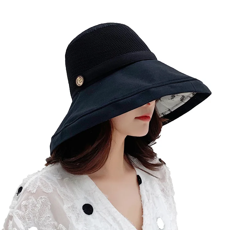 Летняя дышащая Солнцезащитная шляпа широкие поля с перекрестной каймой женская