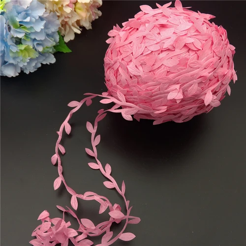 rose 6 Meters/lot Silk Leaf-Shaped Handmake Artificial Leaves for Wedding Decoration DIY Wreath Gift Scrapbooking Craft Fake Flowers - Цвет: rose