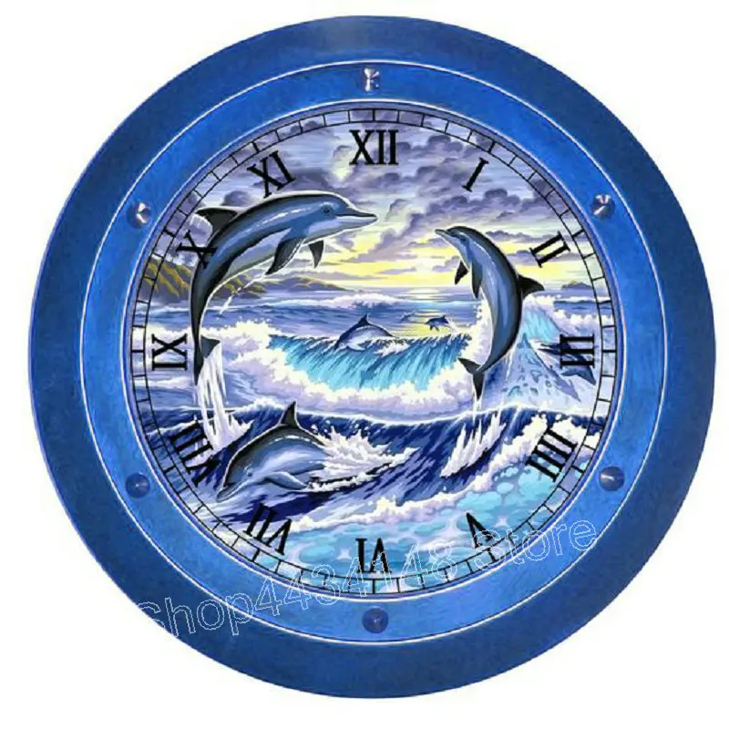 ArtBack Dolphin настенные часы 5D Diy Алмазная картина вышивка крестом домашний декор