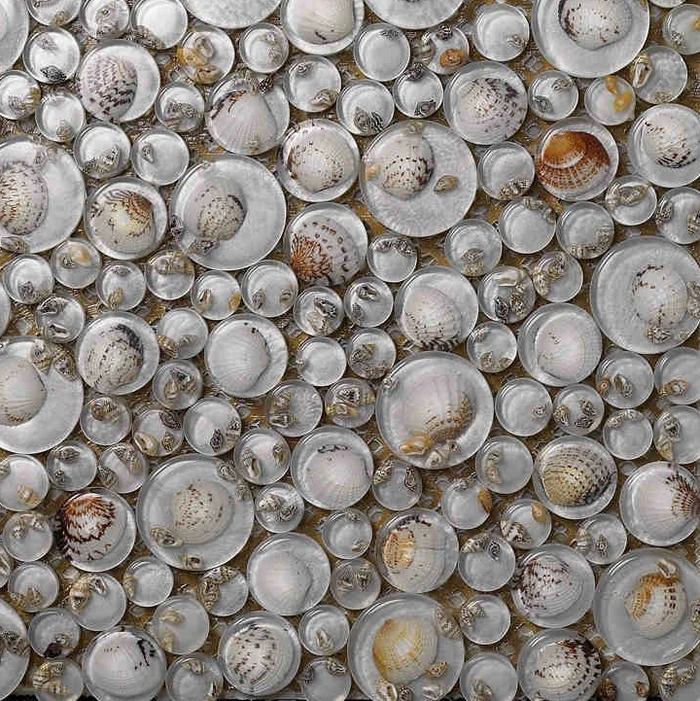 

big and small round clear color sea shell mosaic tiles resin mosaic kitchen backsplash tile bathroom shower fireplace hallway