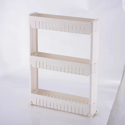 Gray(3 Layers) Msjo кухонный Органайзер, многофункциональная полка, съемные колеса, трещины, стойка для хранения приправ, боковая полка для холодильника - Цвет: Gray(3 Layers)