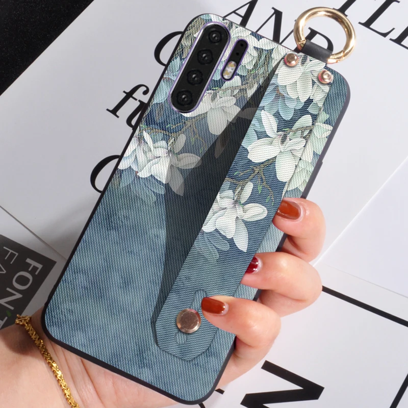 Силиконовый чехол с 3D цветами для Huawei P20 Pro P30 Lite ремешком на запястье девушек Honor