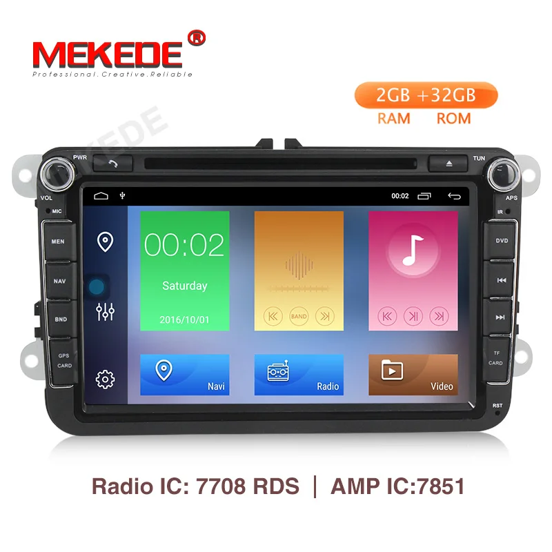 Android 10 2 + 32G четырехъядерный автомобильный DVD GPS навигатор для Volkswagen polo golf passat tiguan