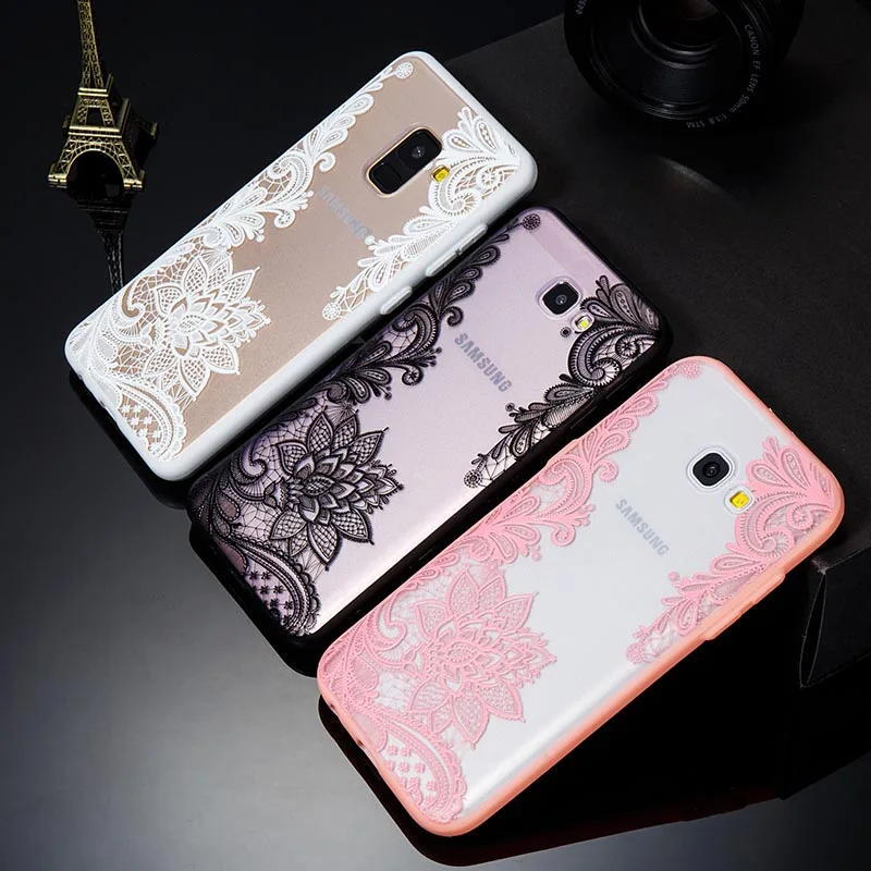 Kerzzil Case For Samsung Galaxy Note 8 S8 S9 Plus S6 S7 Edge Retro Lace Flower Cases J7 J5 J3 Prime A8 A6 2018 Back Cover |
