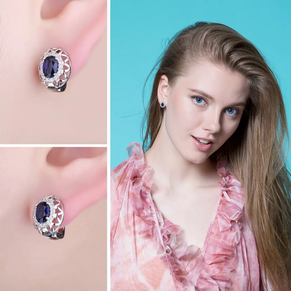 Jewelrypalace уникальный Дизайн 2.4ct синий создан сапфиры клип на Серьги реальные 925