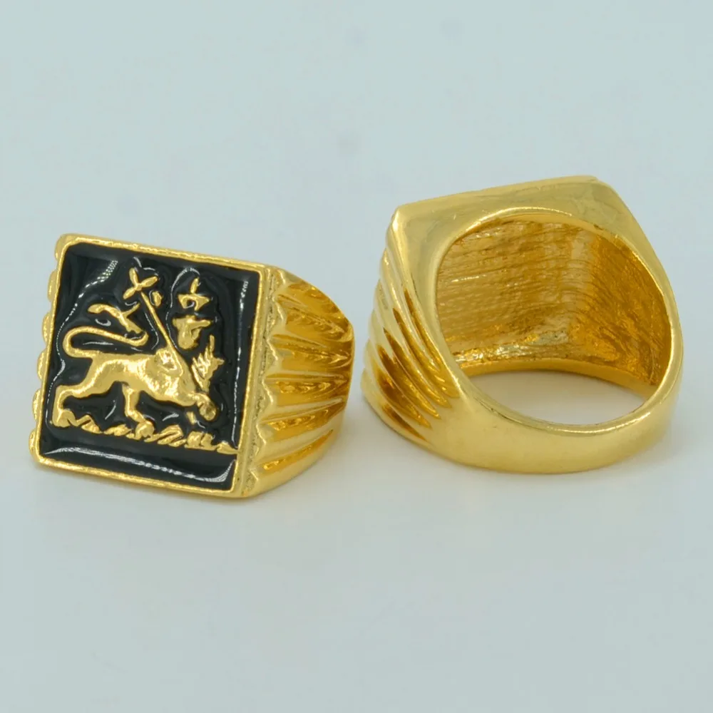 

Anniyo Ethiopian Lion Ring Women Men African Lion Gold Color Eritrean Jewelry Lion of Judah #049306