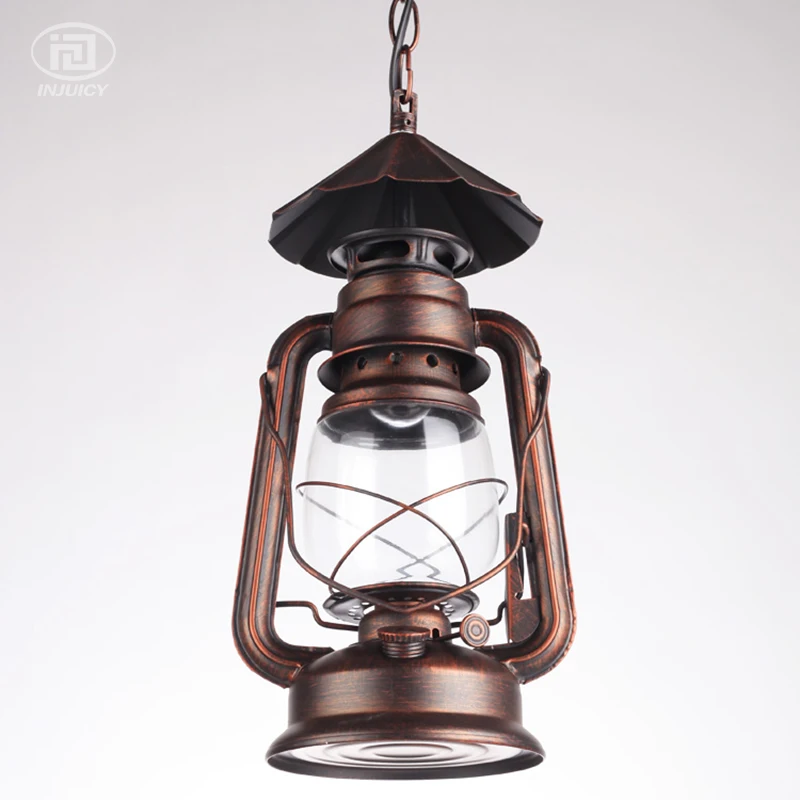 Винтажный Лофт фонарь керосиновые подвесные лампы Железный стеклянный