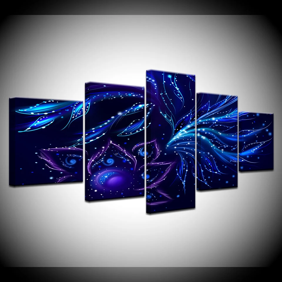

Abstract glowing flower 5 Piece HD Wallpapers Art Canvas Print modern Poster Modular art painting for living room Home Decor