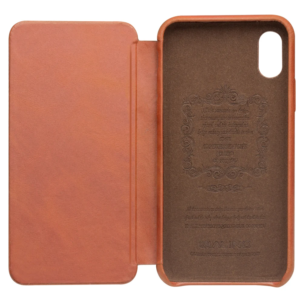 Кожаный чехол QIALINO Ultra Slim для iPhone X Luxury TOP Genuine Leather Flip Wallet Business Apple.