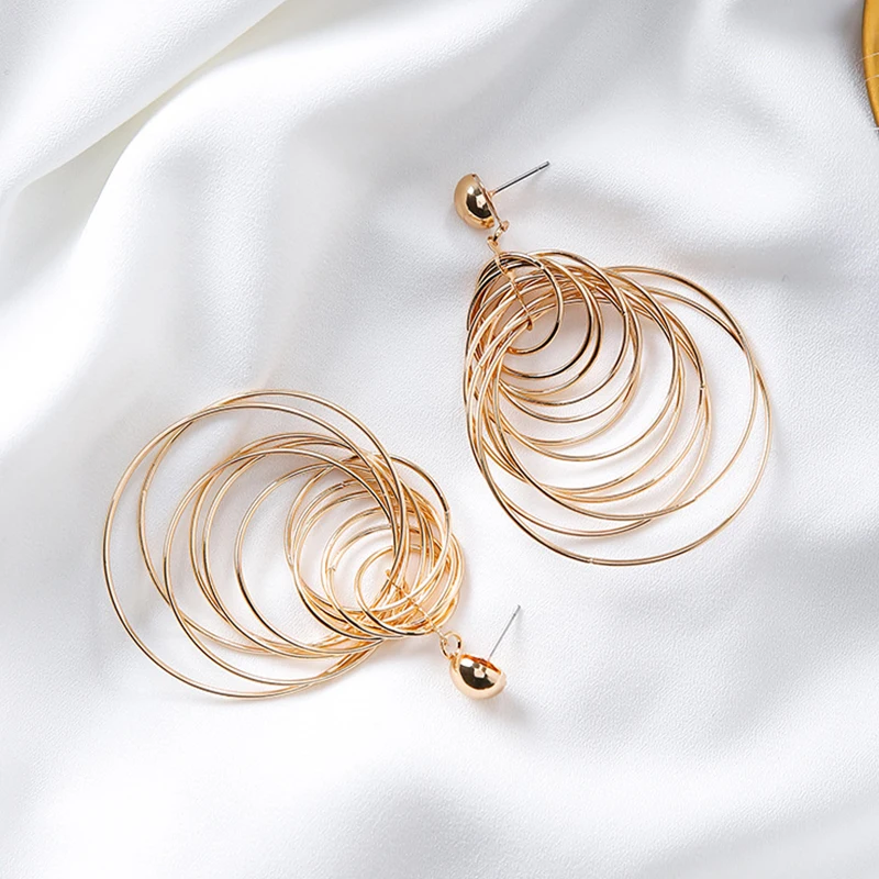 EVBEA 2019 Trendy Girls Lady Golden Color Earrings Fashion Party Women Link Statement Dangle EarringsE334 | Украшения и