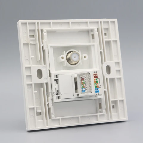 F-Head Digital TV + CAT5E RJ45 LAN настенная панель, Лицевая панель для интернет-телевидения, штепсельная розетка