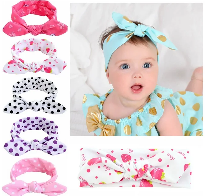 1 шт. 7 ''большая широкая повязка на голову в горошек с клубничным бантом для