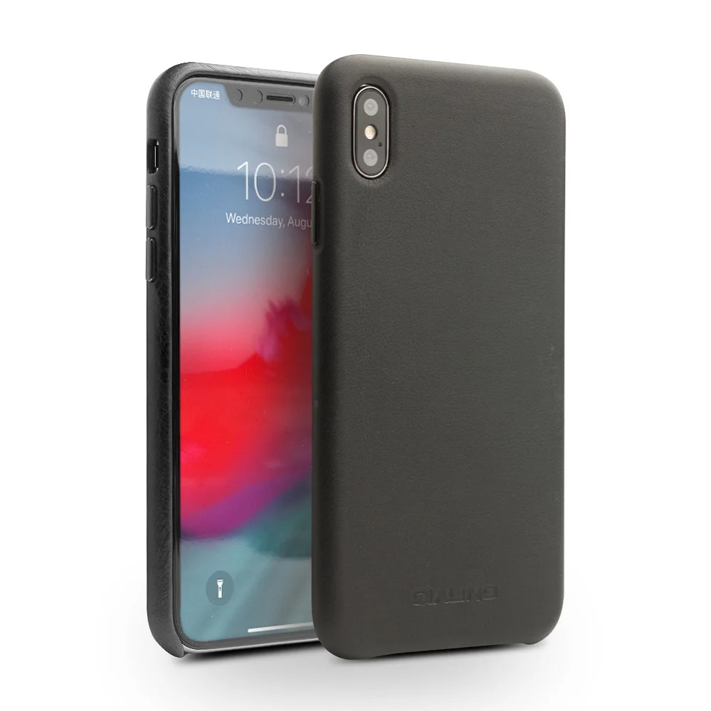 QIALINO чехол для телефона из натуральной кожи для iPhone Xs Max, Роскошный деловой Тонкий чехол-кобура для iPhone max 6,5 Дюймов - Цвет: Black
