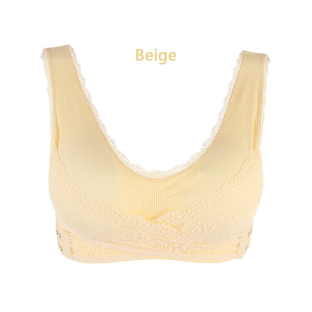beige Нижнее белье, кружево, сплошной цвет, поперечная Боковая Пряжка, без ободков, собранное Спортивное нижнее белье, бюстгальтер для сна, спереди, поперечная Боковая Пряжка, укороченные топы - Цвет: beige