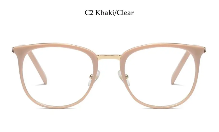 C2 khaki clear Роскошная белая оправа для очков, модная квадратная рамка для очков, прозрачная близорукость круглые очки, дизайнерские Брендовые женские солнцезащитные очки - Цвет оправы: C2 khaki clear