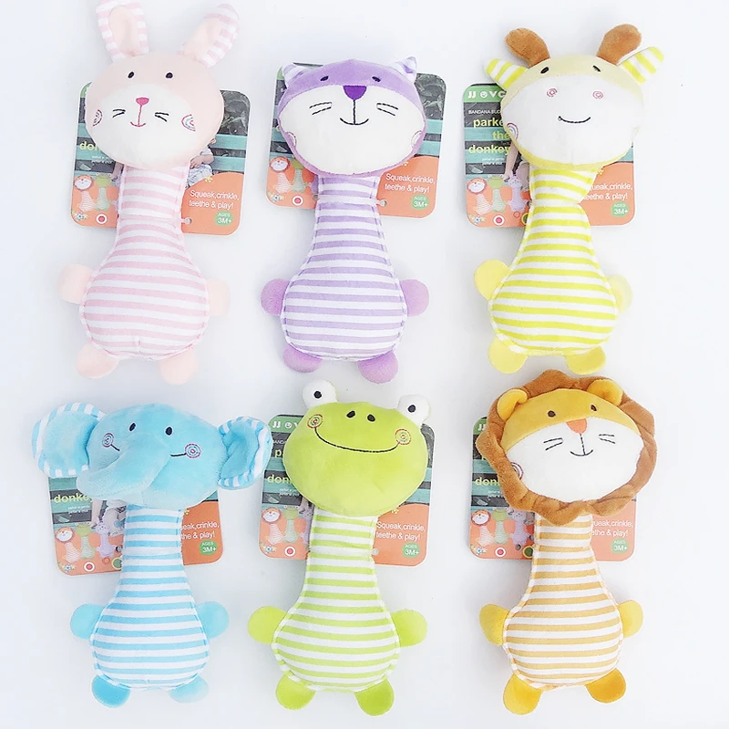 Детские погремушки в полоску 6 цветов Плюшевые Развивающие игрушки для кровати с