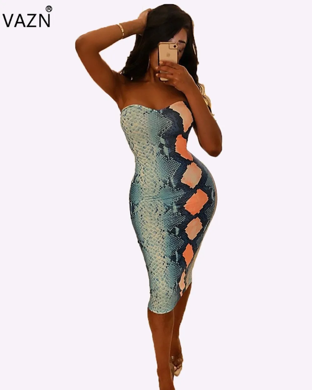 Женское платье без рукавов VAZN длинное облегающее миди бретелек в стиле ретро