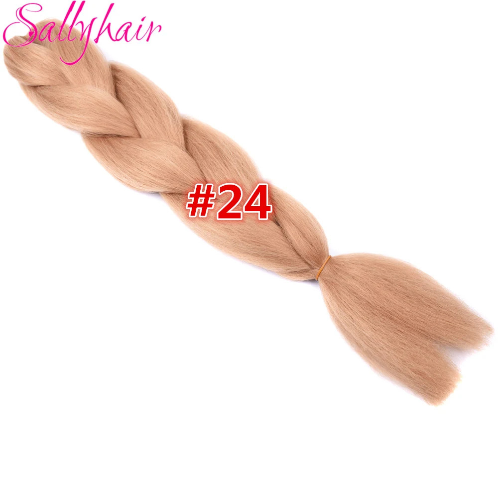 Sallyhair синий фиолетовый розовый красочные высокая температура большие синтетические косы омбре плетение волос для наращивания белый для женщин - Цвет: #27