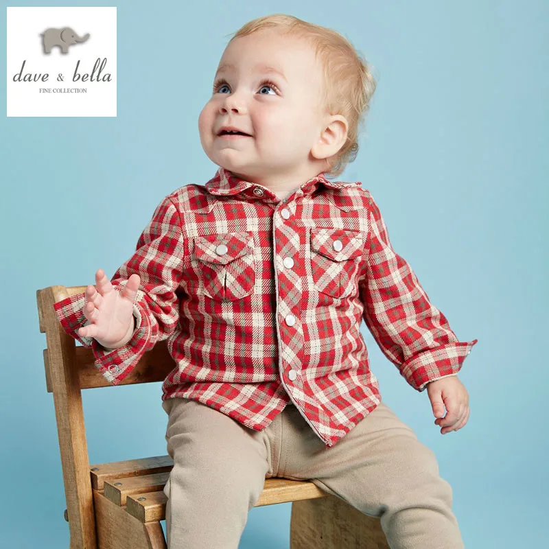 DB2275 дэйв белла осень мальчик рубашка мальчиков бутик детская одежда клетчатой