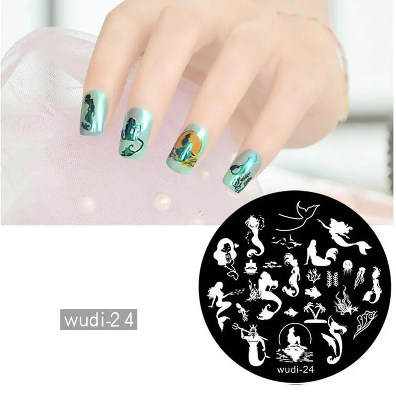 1 шт. круглые пластины для штамповки ногтей-шаблоны с изображением животных панды